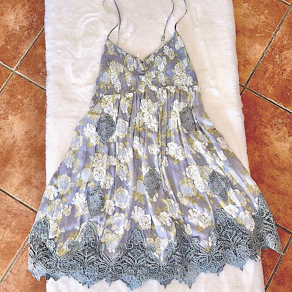 Free People Floral Print Crochet Mini Dress - Picture 4 of 11